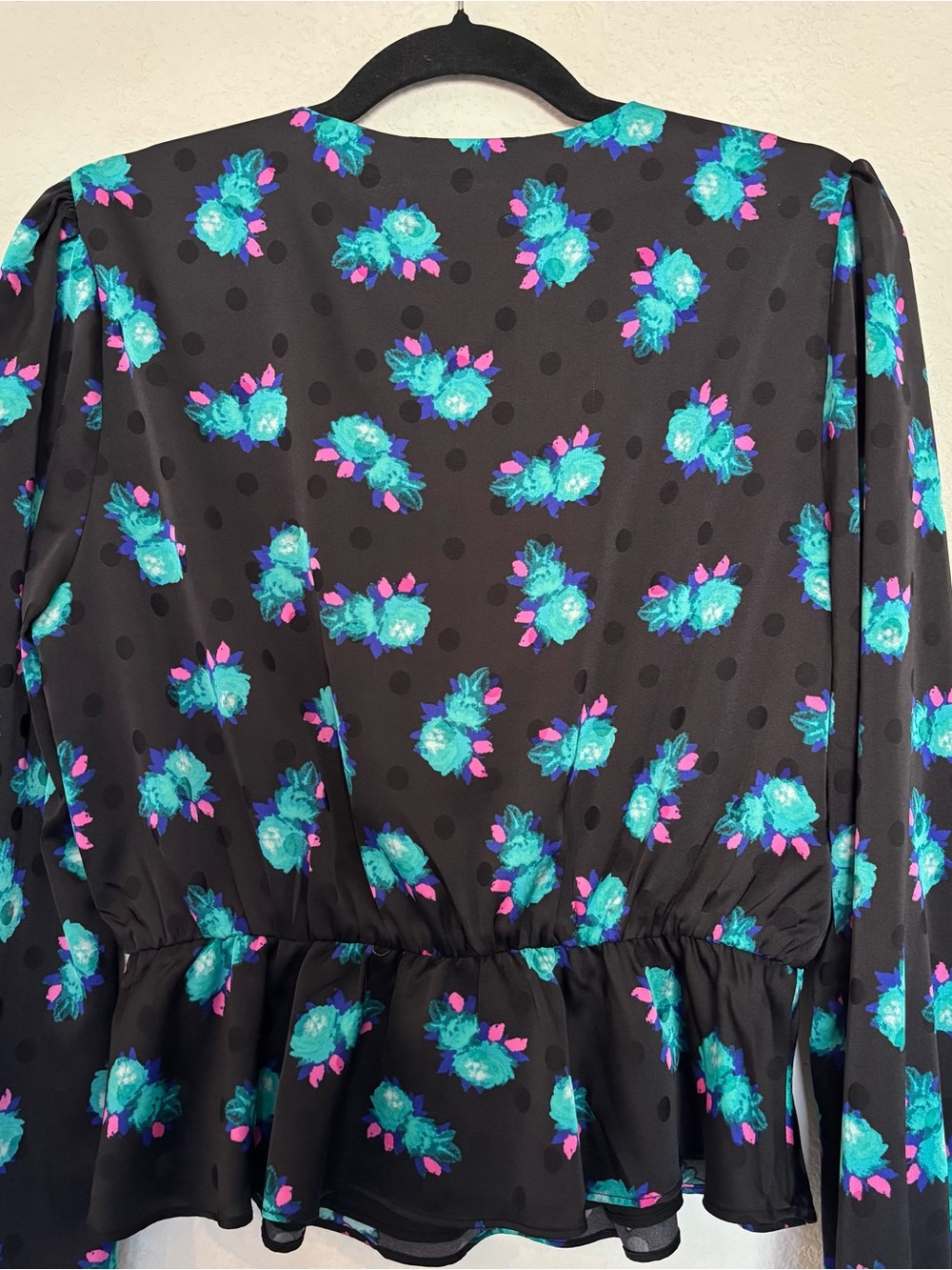 WAYF Floral Polka Dot Peplum Long Sleeve Blouse - Picture 6 of 6